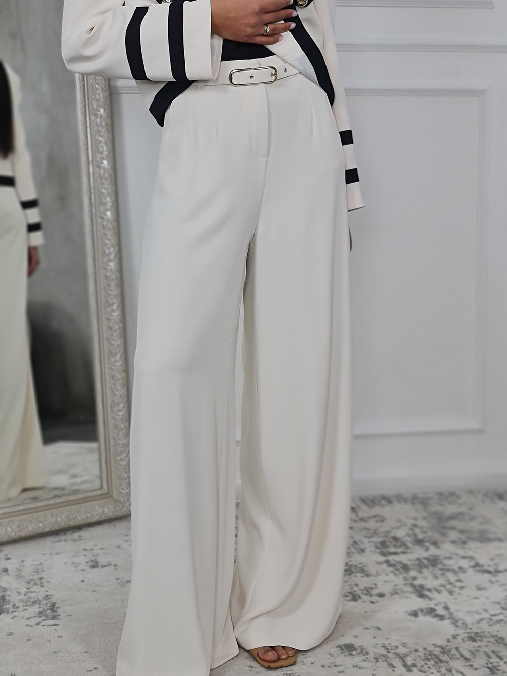 Брюки Imperial с ремнем молочные , фотография №5