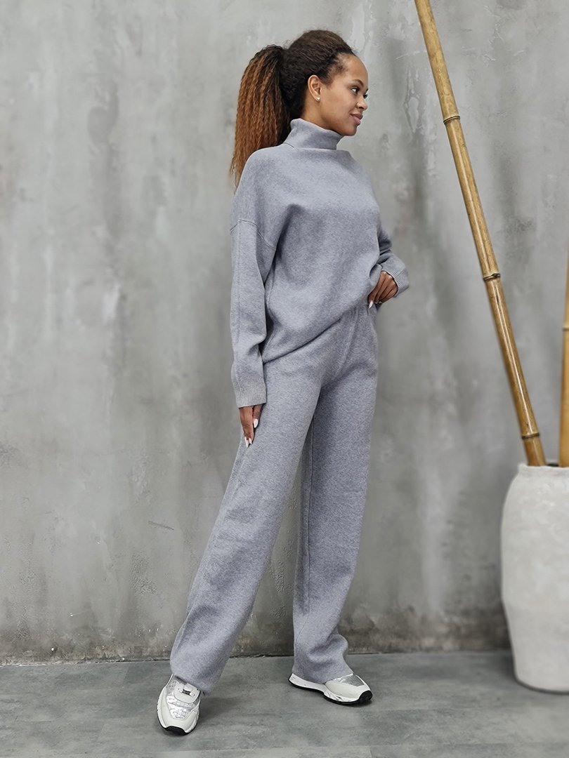 Костюм Melany удлиненный джемпер и брюки серый , фотография №1
