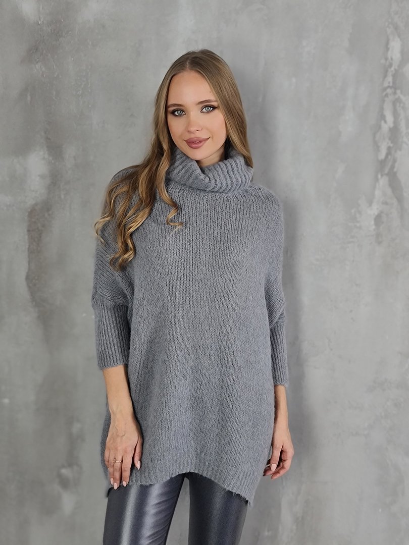 Джемпер Imperial пушистый с высоким воротом серый (Grigio), фотография №2