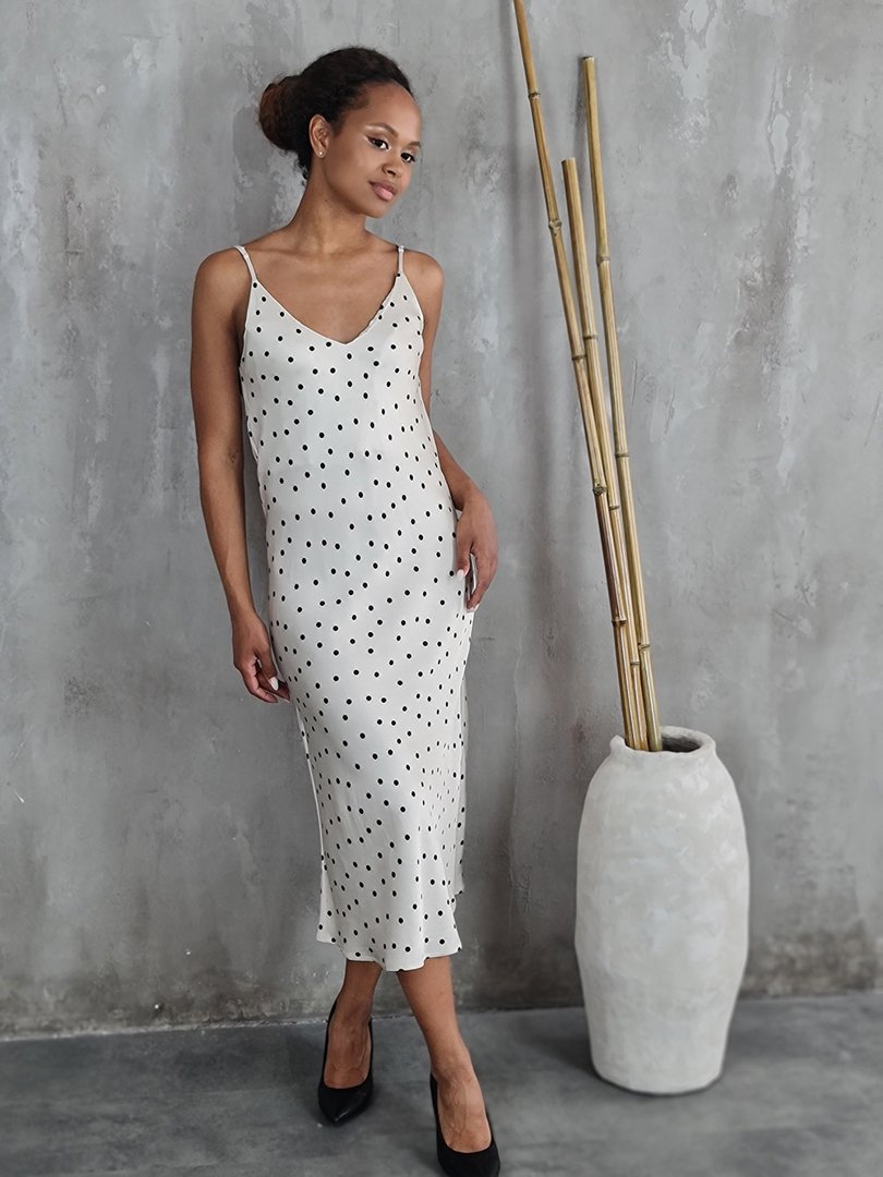 Сарафан Vicolo в черный горошек молочный, фотография №3