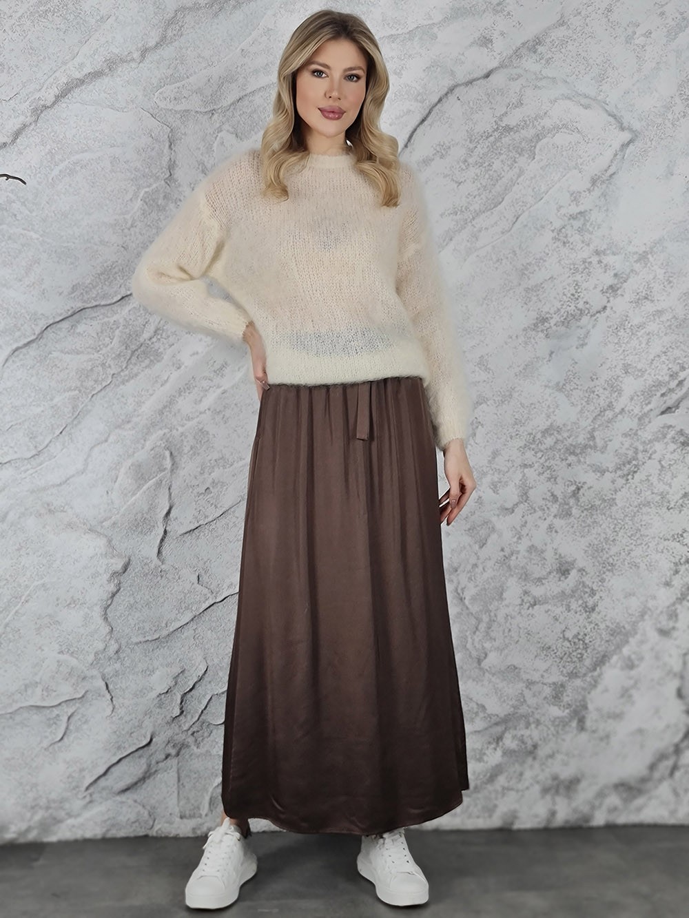 Юбка CLOTHÉ атласная на резинке шоколад, фотография №2