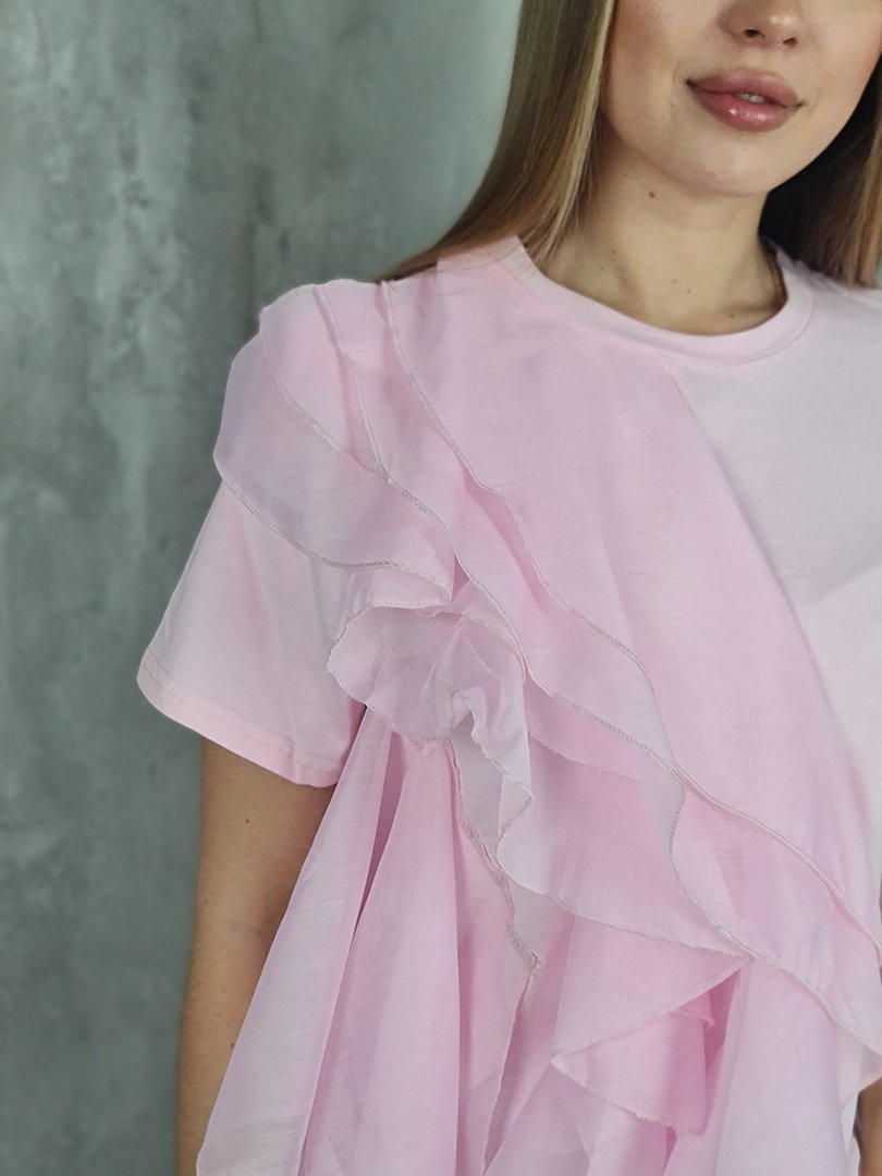 Футболка ELSA.M с воланами на боку бабл-гам, фотография №3