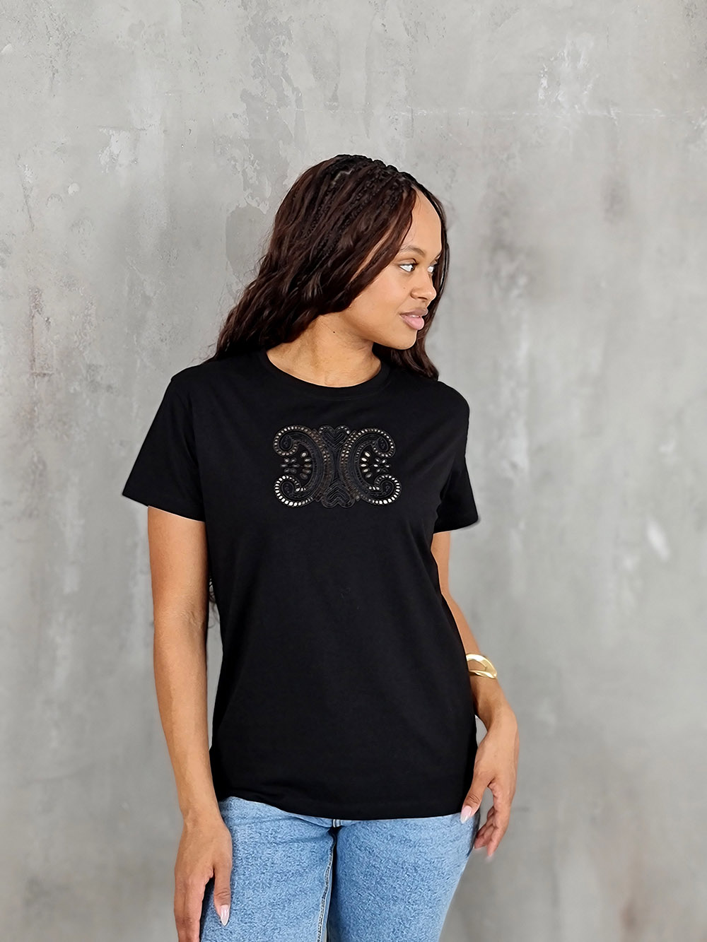 Футболка CIVICO с черной вышивкой "СС" черная, фотография №1