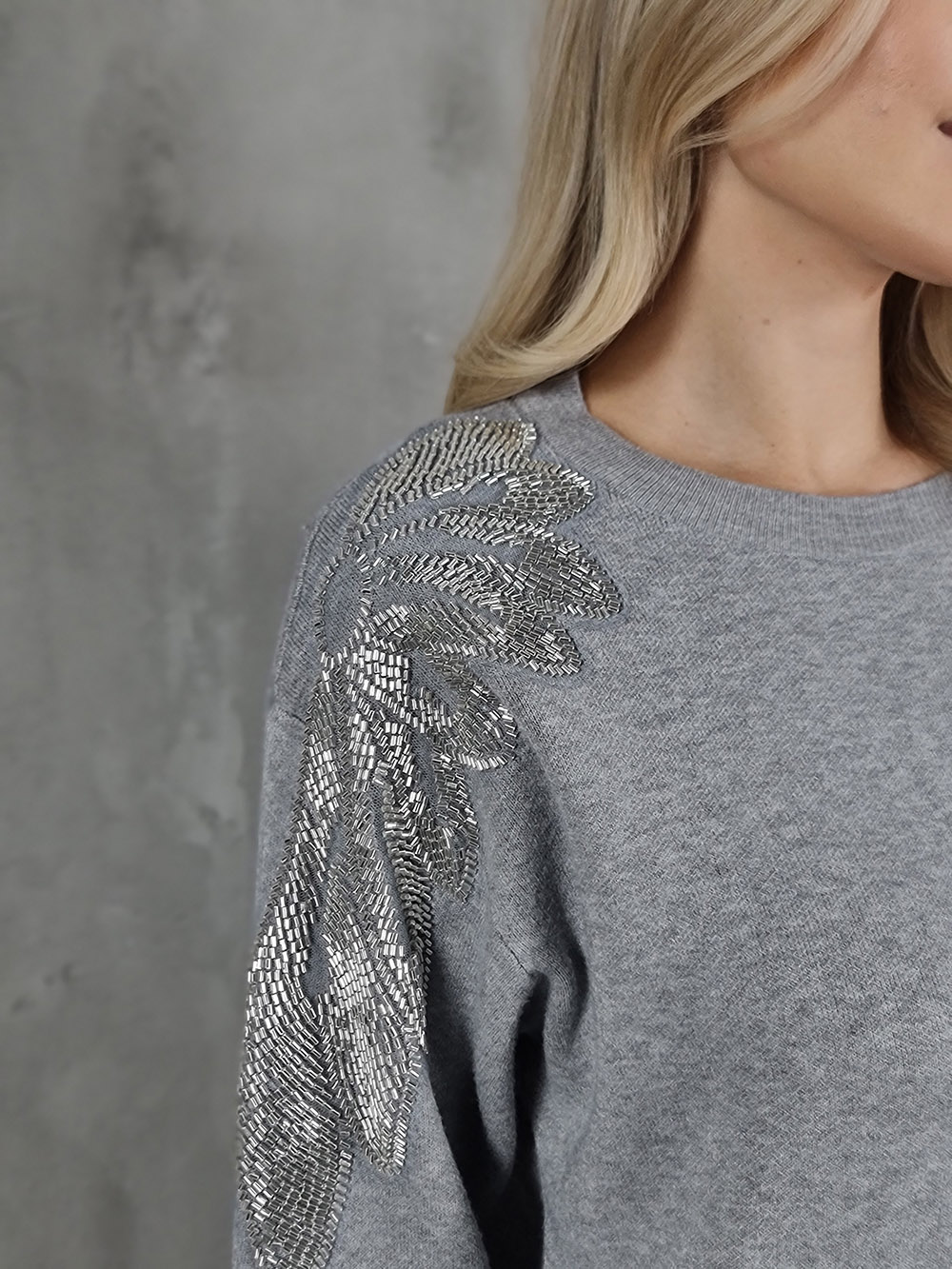 Платье ENZORIA с вышивкой серое , фотография №3