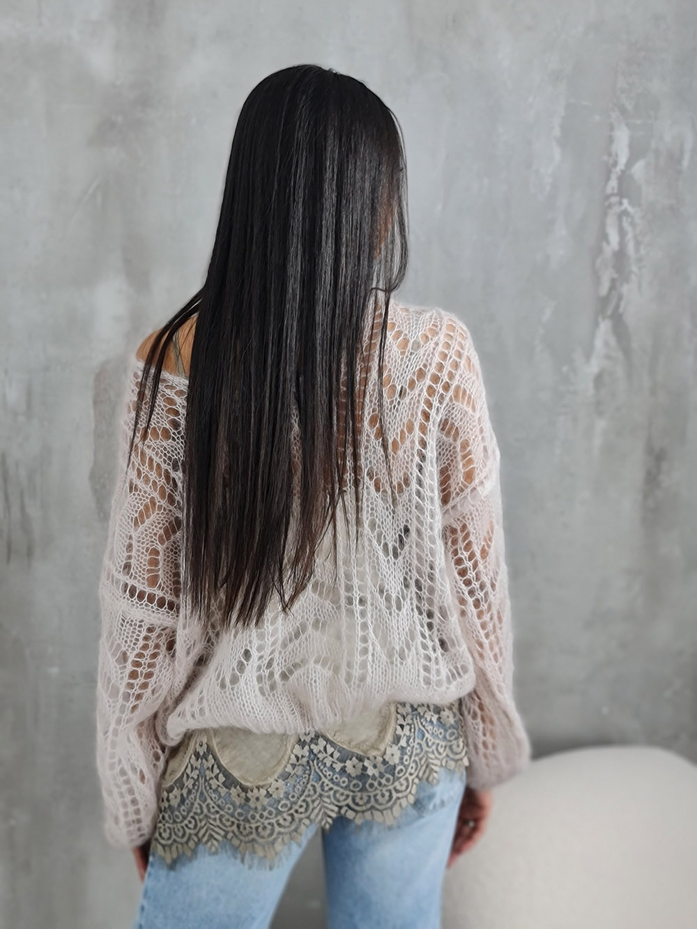 Джемпер Silk new v вырез мохер песочный, фотография №3