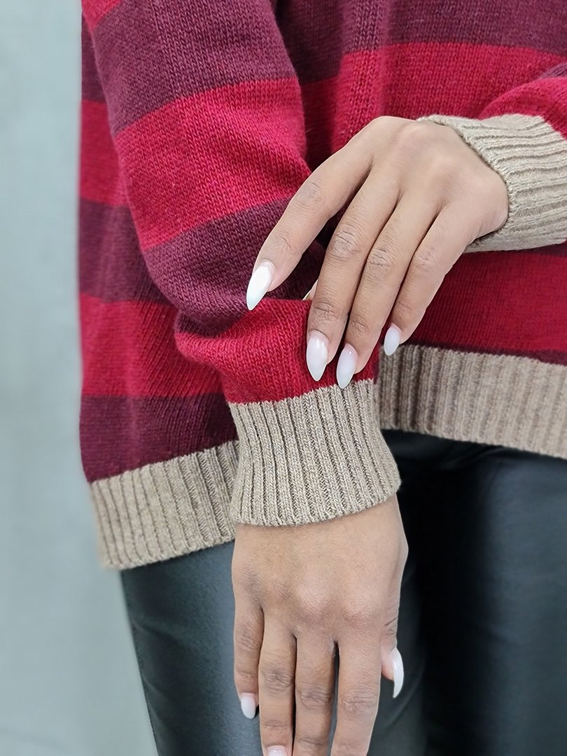 Джемпер Cashmere Blend с кашемиром в полоску красный, фотография №3