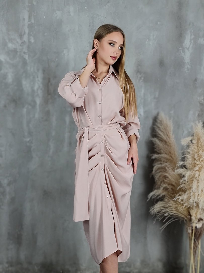 Платье CLOTHÉ с поясом пудра, фотография №2