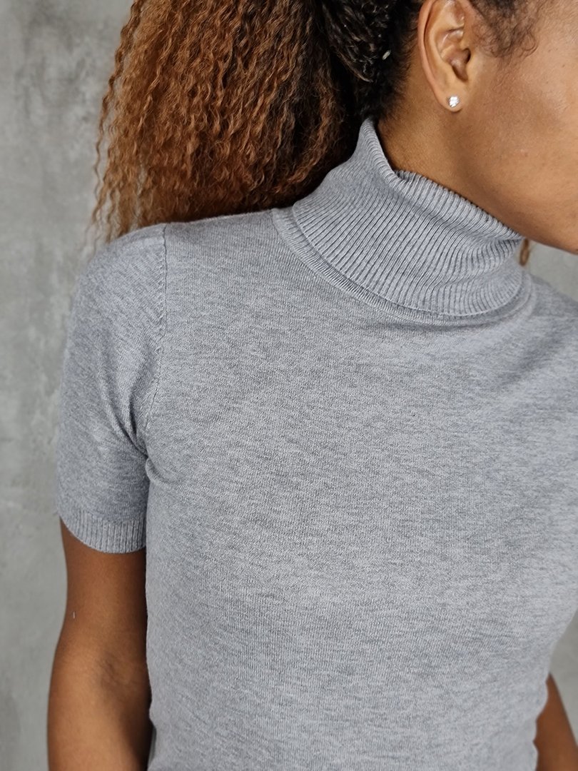 Водолазка EVELIN с коротким рукавом серая, фотография №2