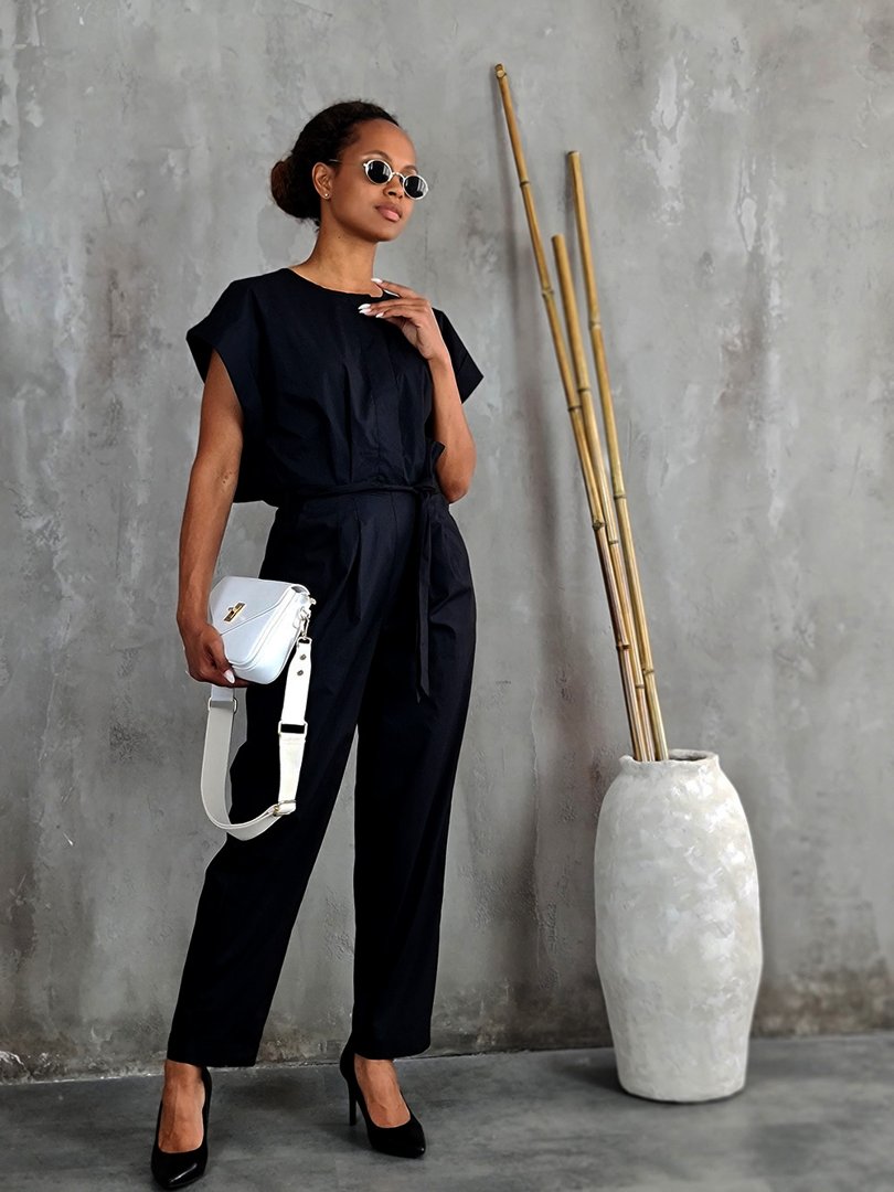 Комбинезон Souvenir с поясом черный, фотография №2