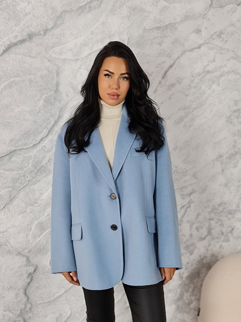 Полупальто Vicolo с двумя пуговицами голубое, фотография №2