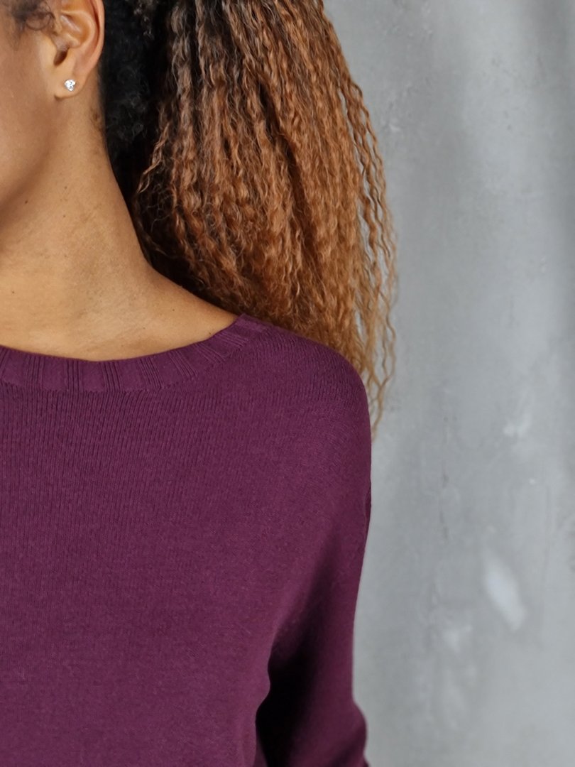 Джемпер Kontatto сверху и снизу в рубчик бордо, фотография №3