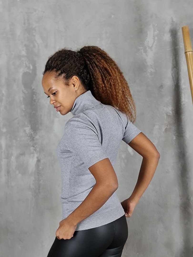 Водолазка EVELIN с коротким рукавом серая, фотография №3