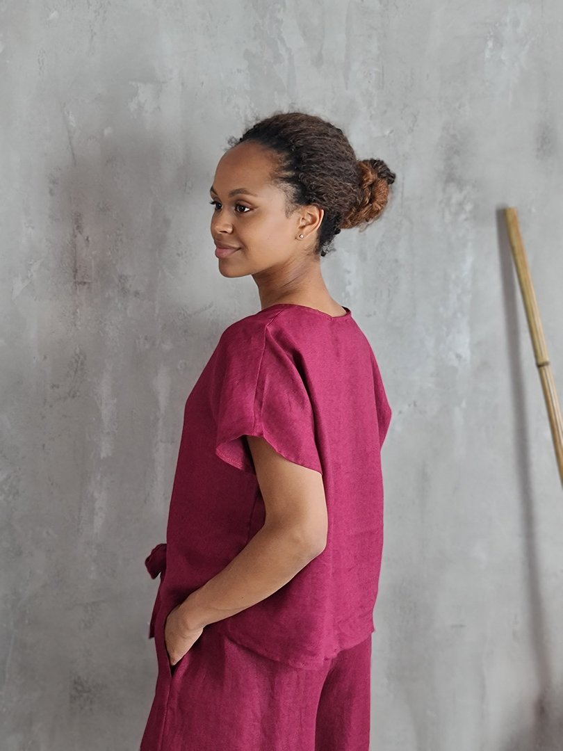 Топ MIHO'S на завязках внизу бордо, фотография №2