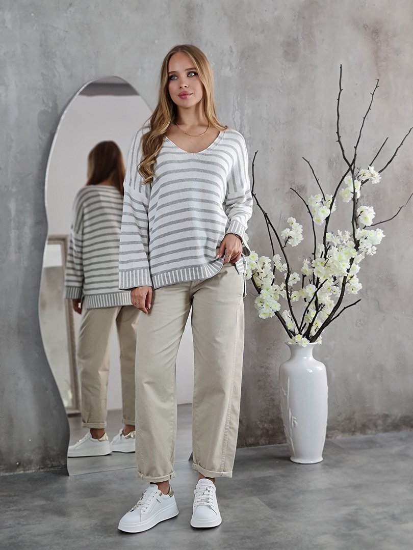 Джемпер Please в серую полоску белый, фотография №2