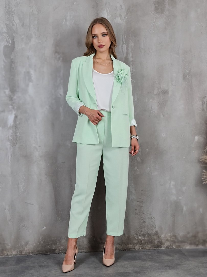 Пиджак Imperial с брошью цветком мята, фотография №2