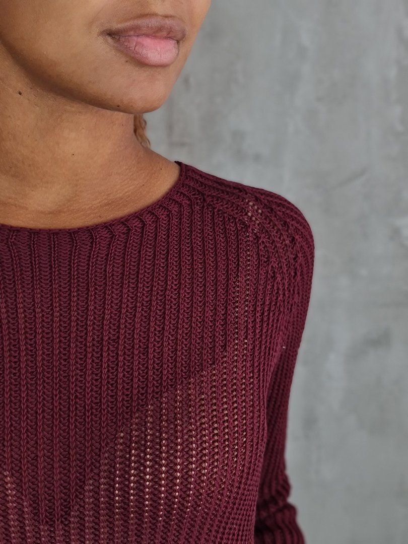 Джемпер Kontatto вязаный хлопковая пряжа бордо, фотография №3