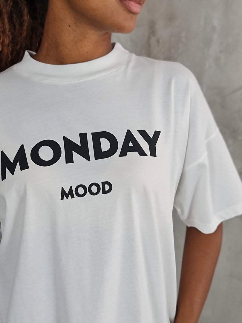 Футболка Vicolo с надписью MONDAY MOOD белая, фотография №2