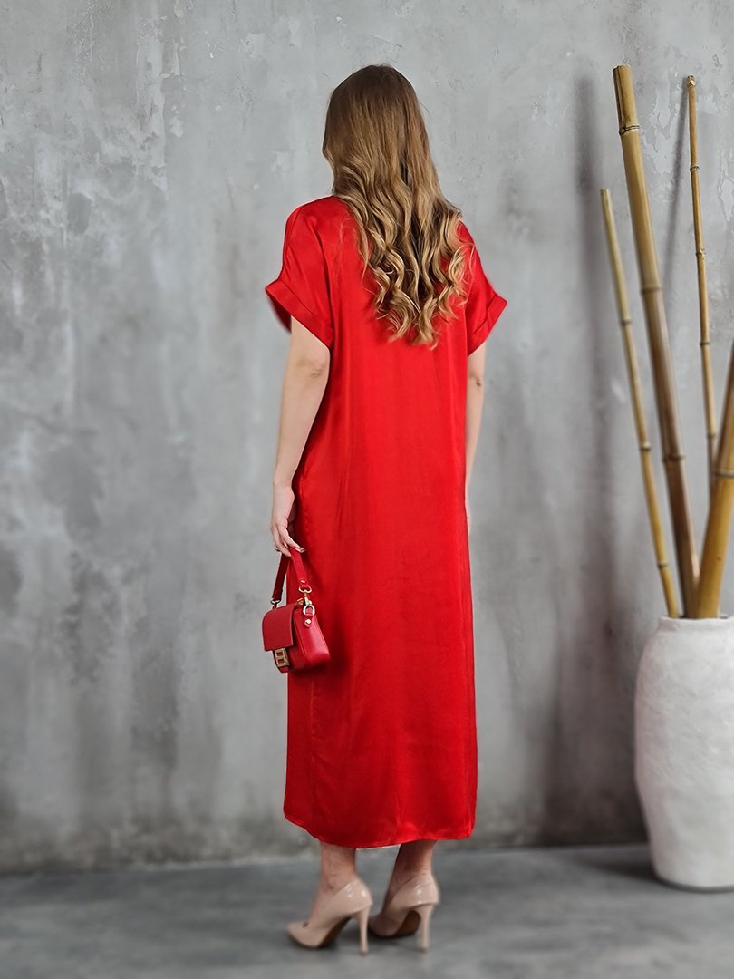 Платье CLOTHÉ с запáхом атласное красное, фотография №2