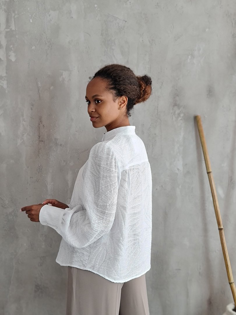 Рубашка Imperial воротничок стойка белая , фотография №3