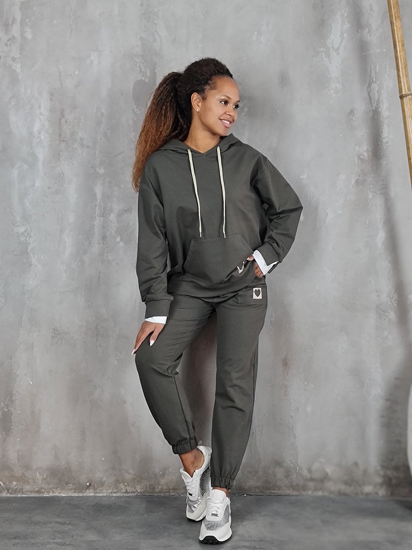 Костюм One Love худи с капюшоном и брюками хаки, фотография №2