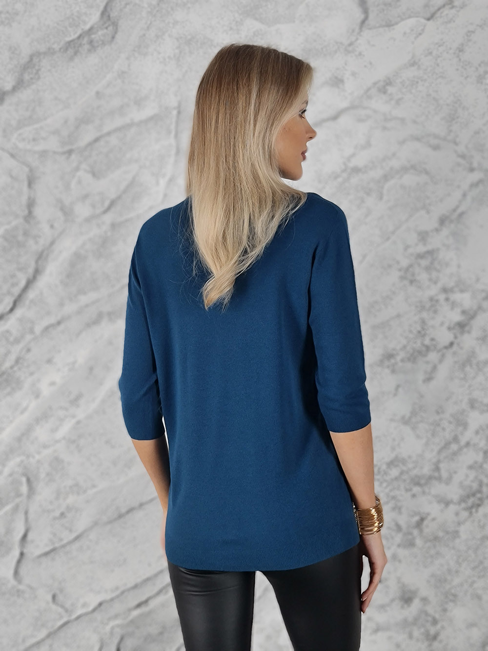 Водолазка Kontatto с короткими рукавами синяя, фотография №2