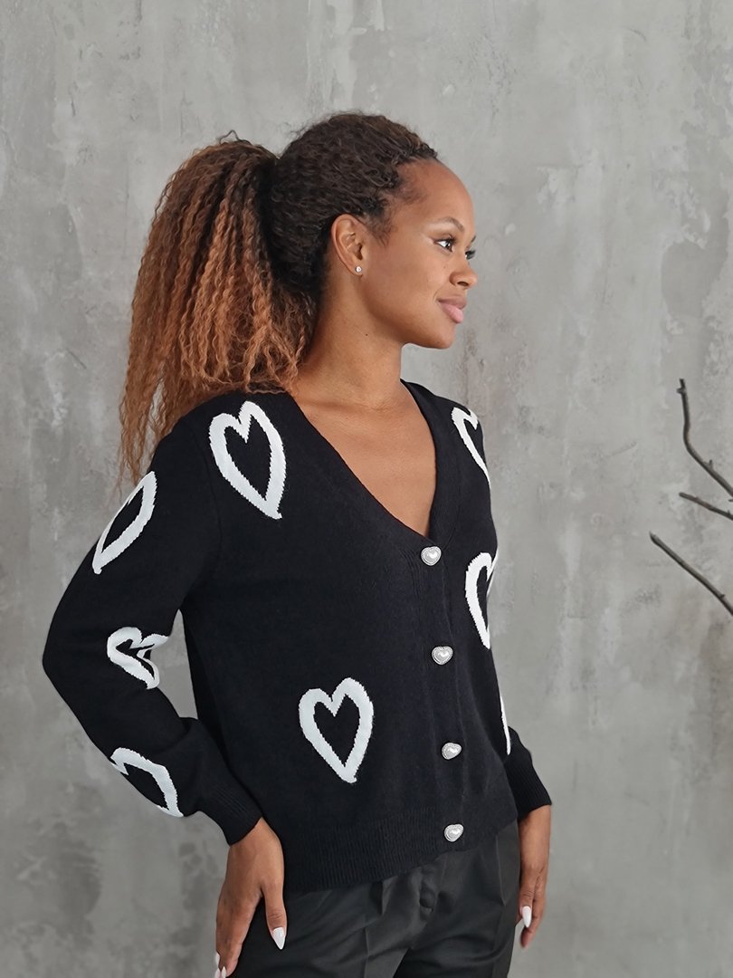Кардиган J-Clair с сердечками черный, фотография №2