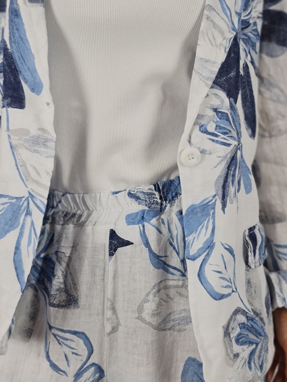 Костюм Nest пиджак и брюки  Синие цветы белый, фотография №4