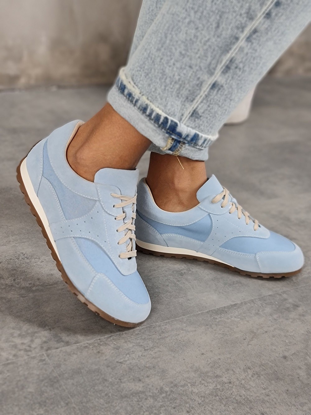 Кеды L'Estrosa замша+ткань голубые, фотография №3