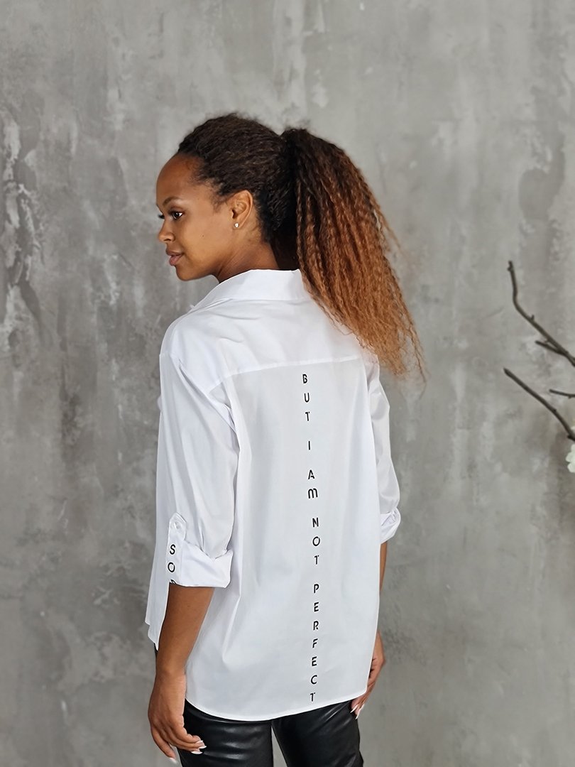 Рубашка Imperial с надписями на рукавах и спине белая, фотография №2