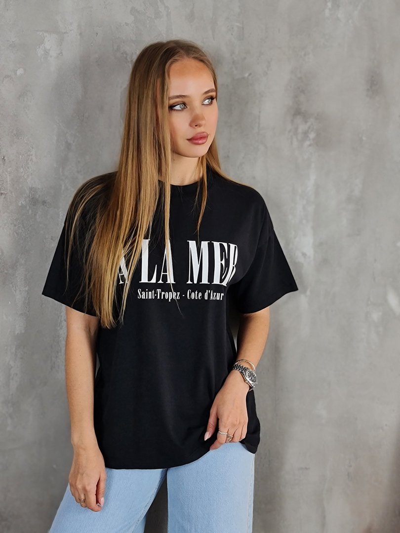 Футболка Vicolo с надписью A LA MER черная, фотография №3