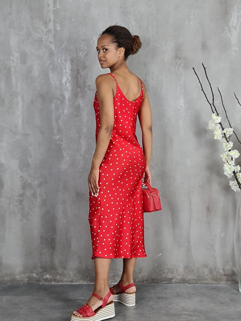 Сарафан Vicolo в белый горошек красный, фотография №3