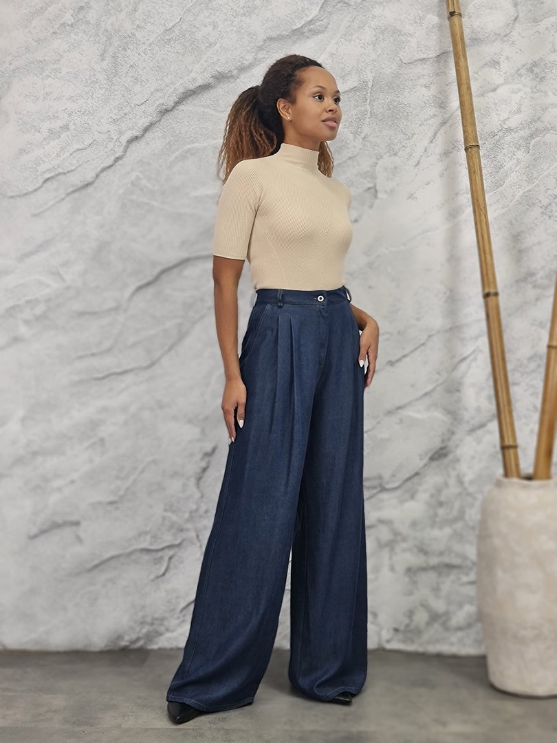 Брюки Please с шлевками для ремня синие, фотография №2