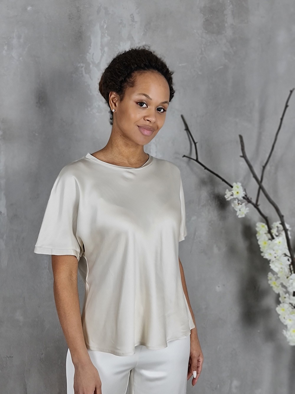 Футболка CLOTHÉ шелковистая вискоза кремовая, фотография №1