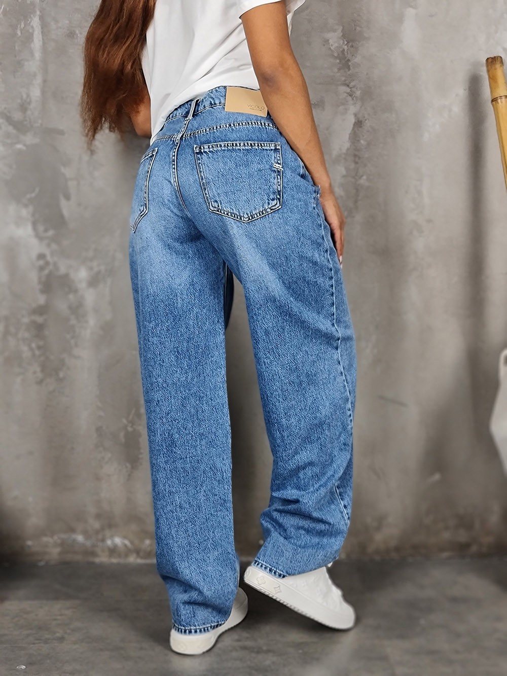 Джинсы  Vicolo бананы с потертостями синие , фотография №3