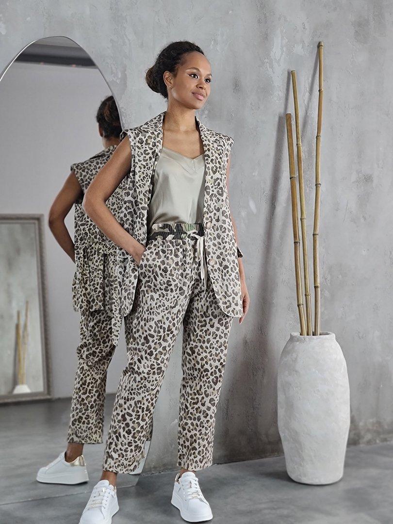 Брюки MIHO'S с принтом леопард хаки, фотография №2