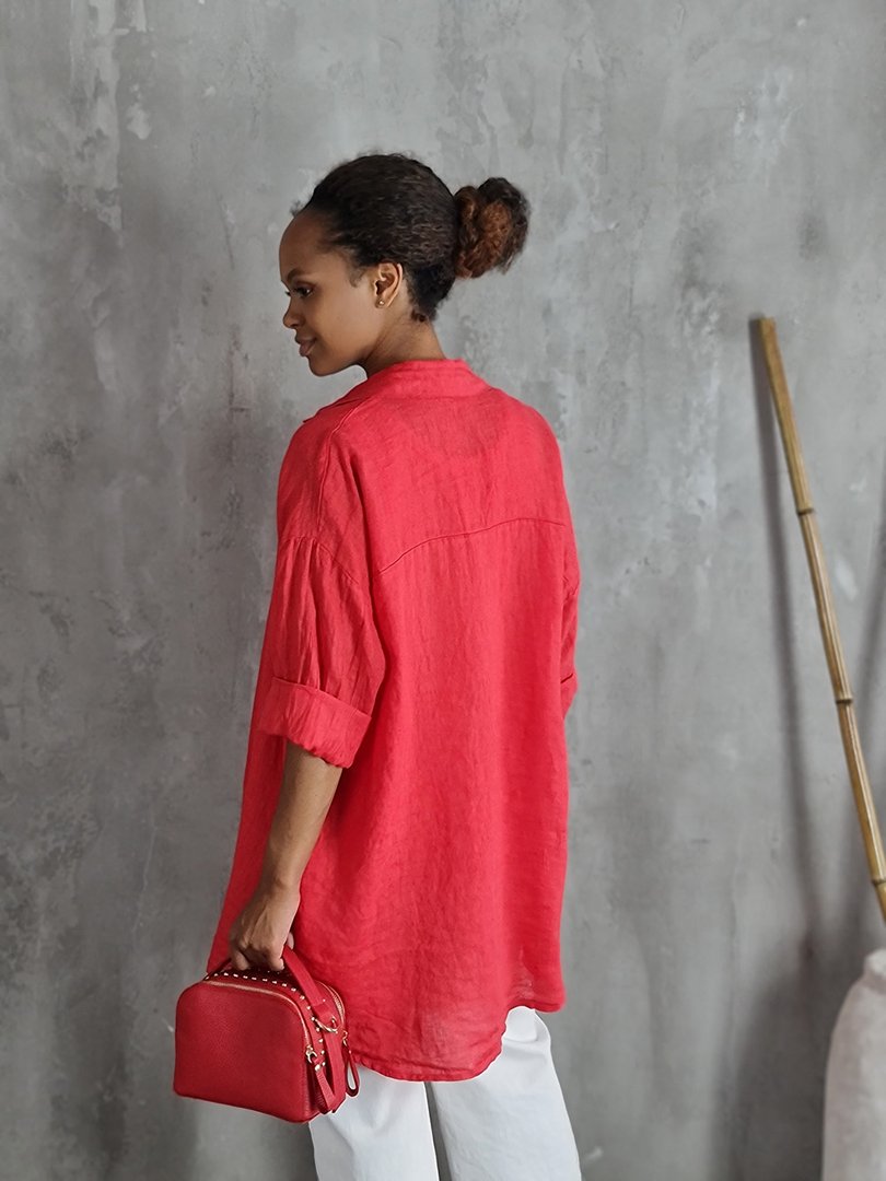 Рубашка MIHO'S льняная красная , фотография №5