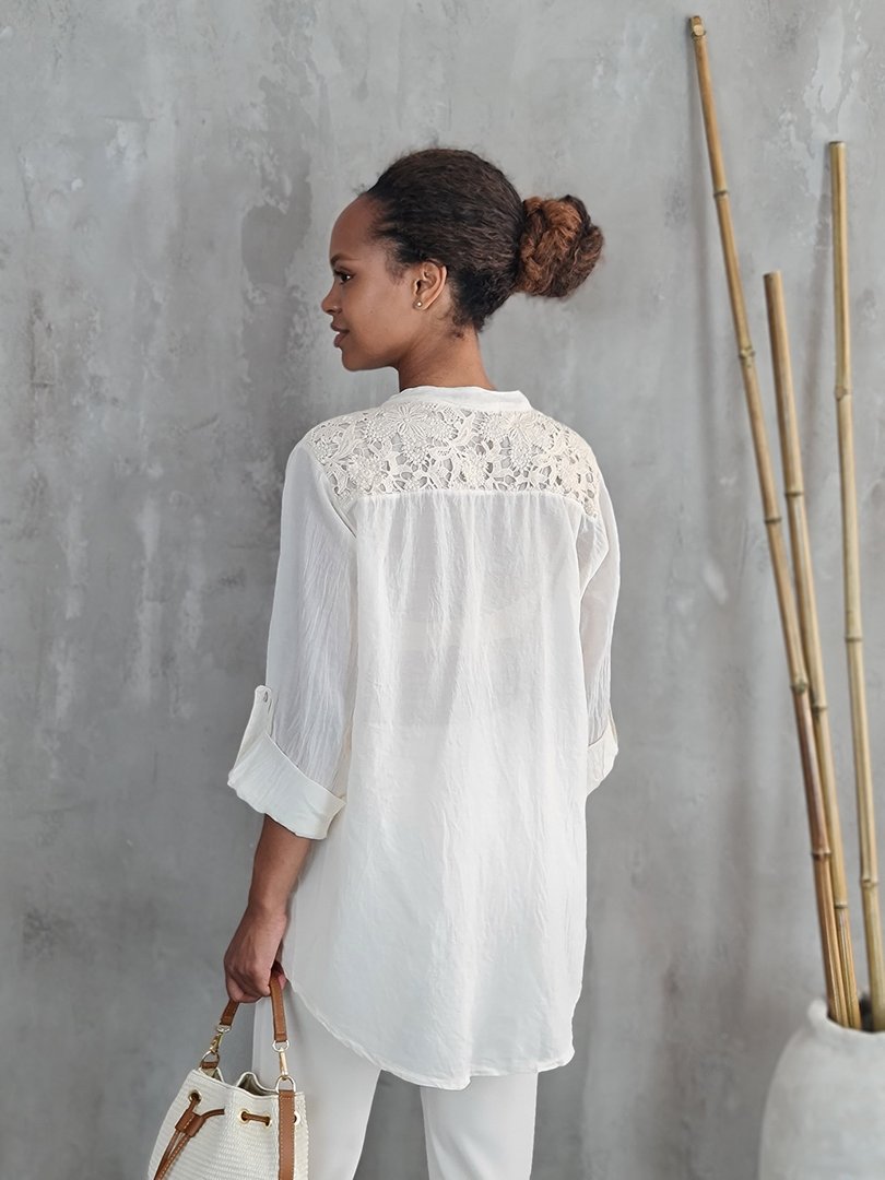 Рубашка STAR с кружевом на спине кремовая, фотография №3