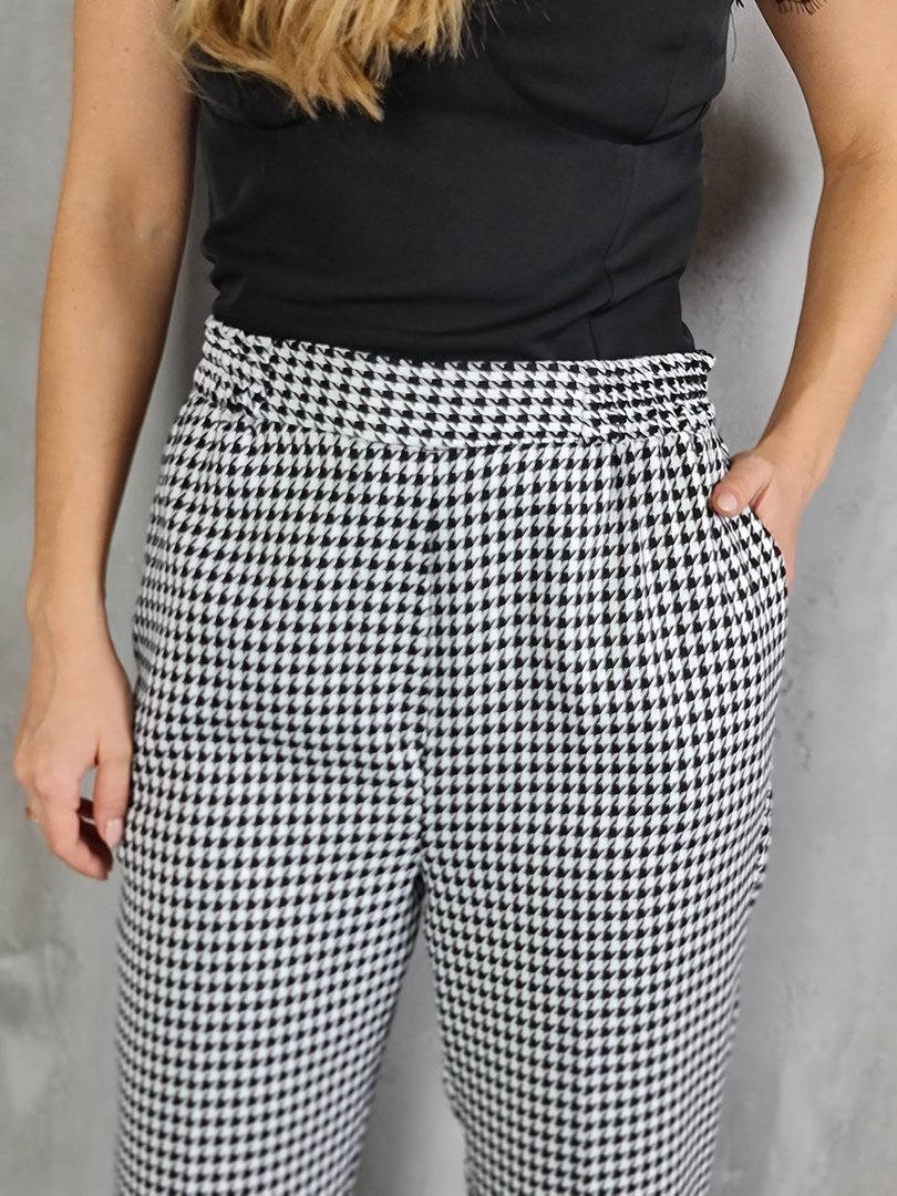 Брюки Imperial с принтом гусиная лапка чёрные/белые , фотография №5