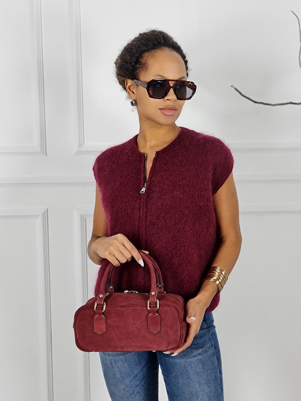 Сумка My Little Italy натуральная замша маленькая винная, фотография №1