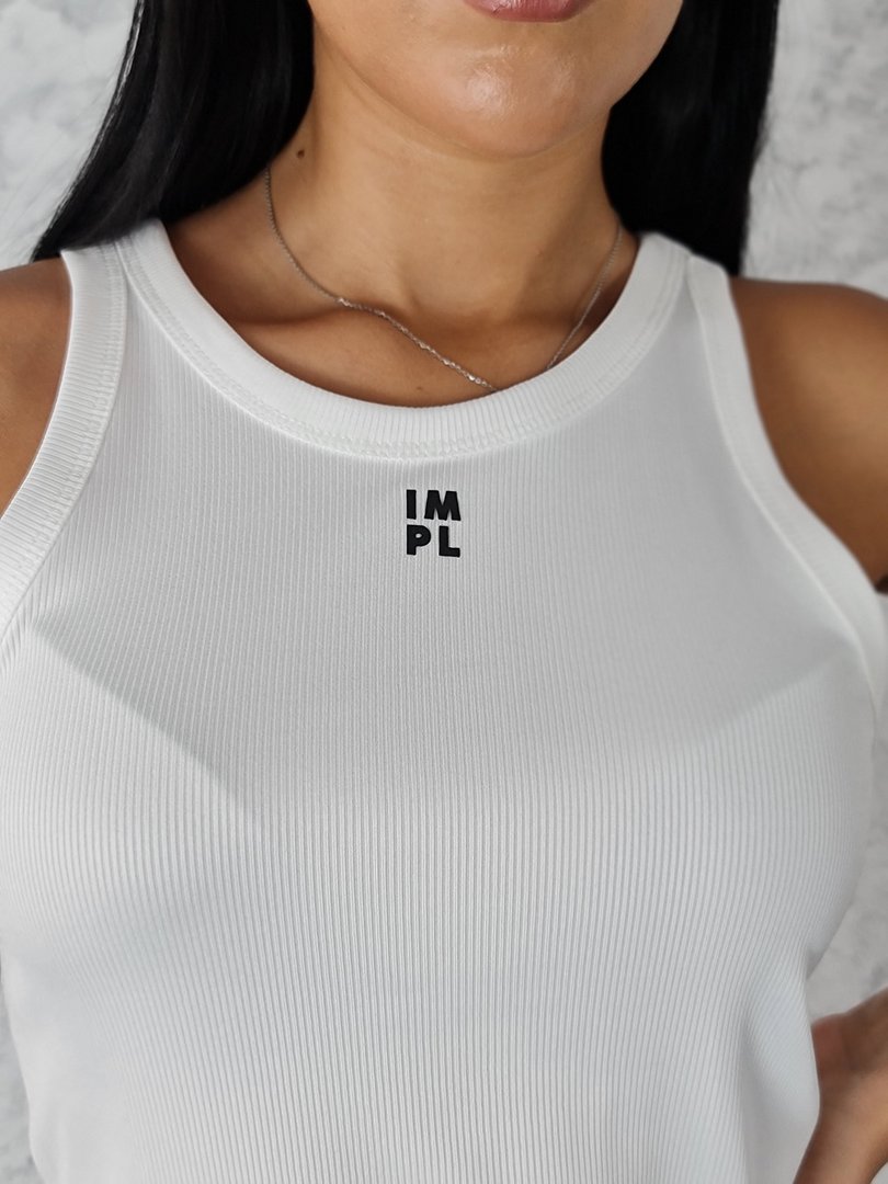 Топ Imperial в рубчик с надписью Impl белый, фотография №2