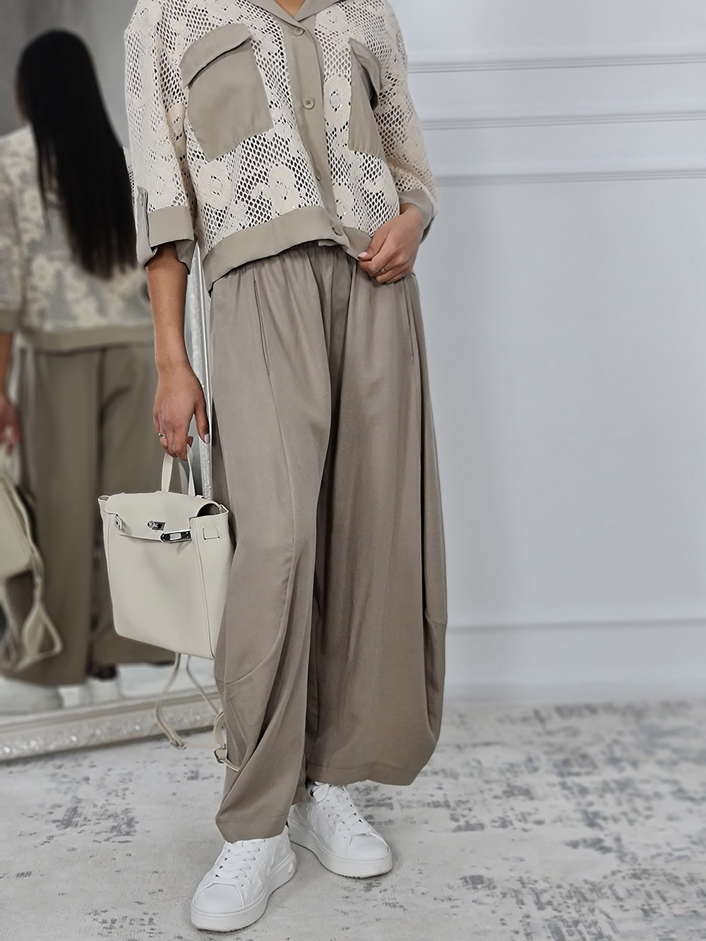 Брюки MIHOs тонкие багги оливка, фотография №1