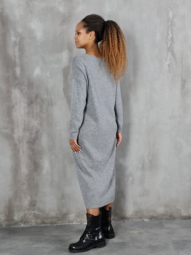 Платье Cashmere Blend макси вязаное серое , фотография №2