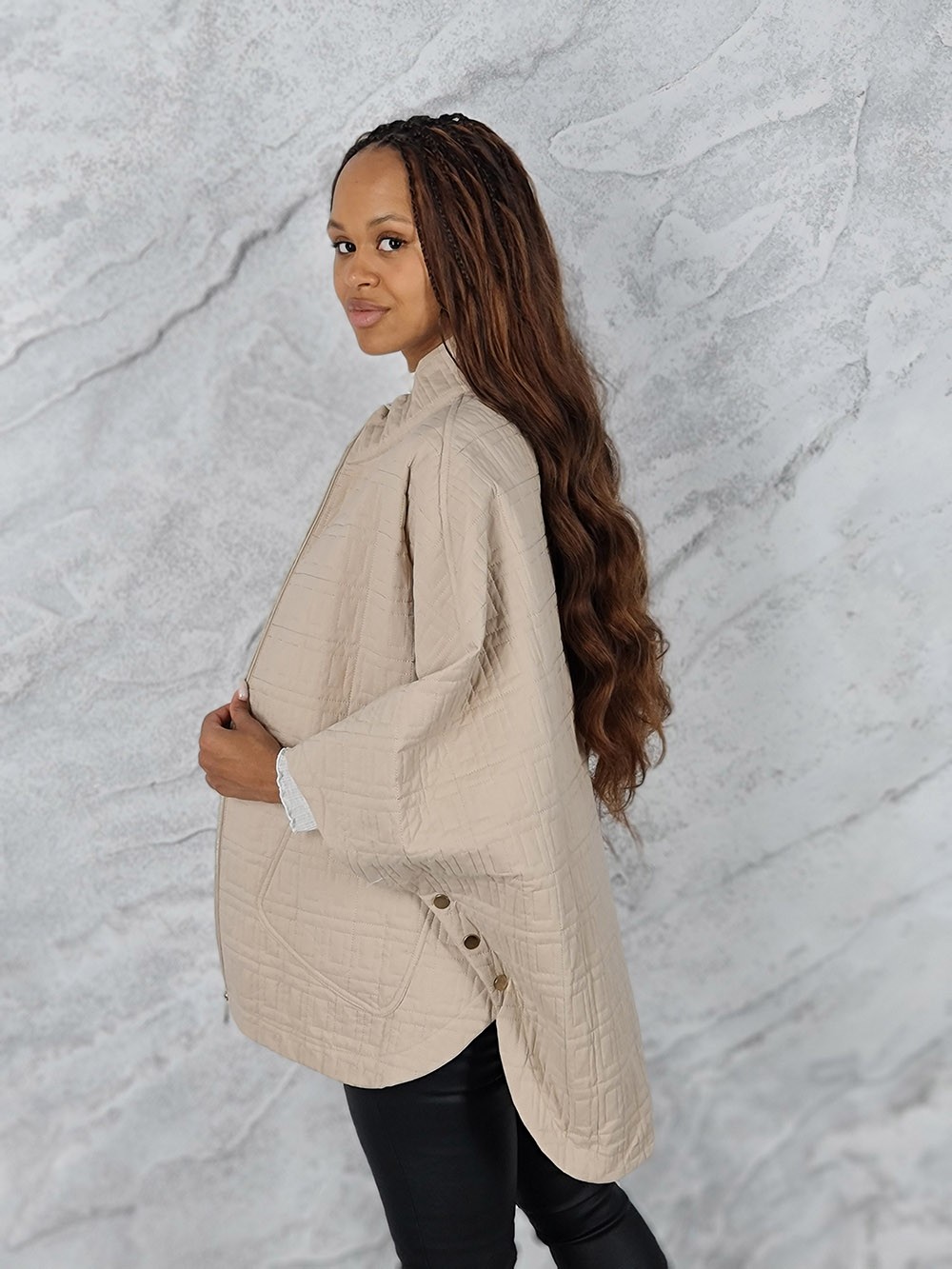 Куртка Monte Cervino рукава летучая мышь стеганный бежевая, фотография №3