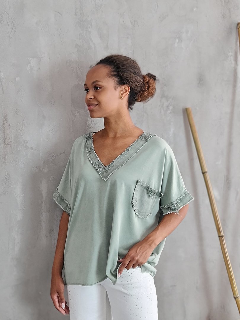 Футболка STAR с кармашком на груди зеленая, фотография №2