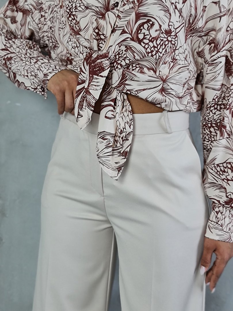 Брюки Imperial палаццо с карманами бежевые, фотография №4