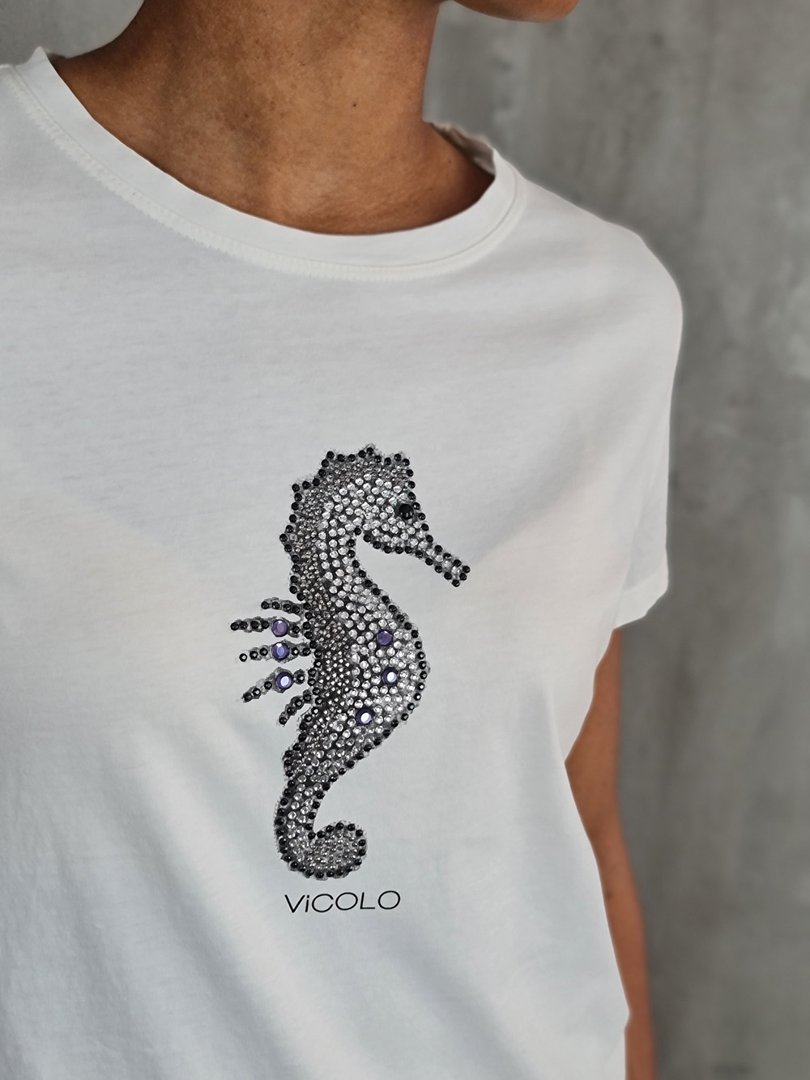 Футболка Vicolo морской конек белая, фотография №2