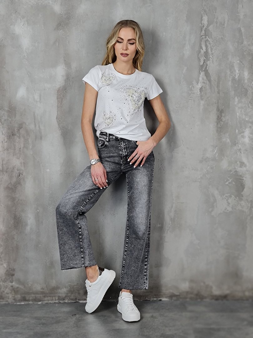 Джинсы Joleen прямые с необработанным нижним краем тёмно-серые, фотография №2