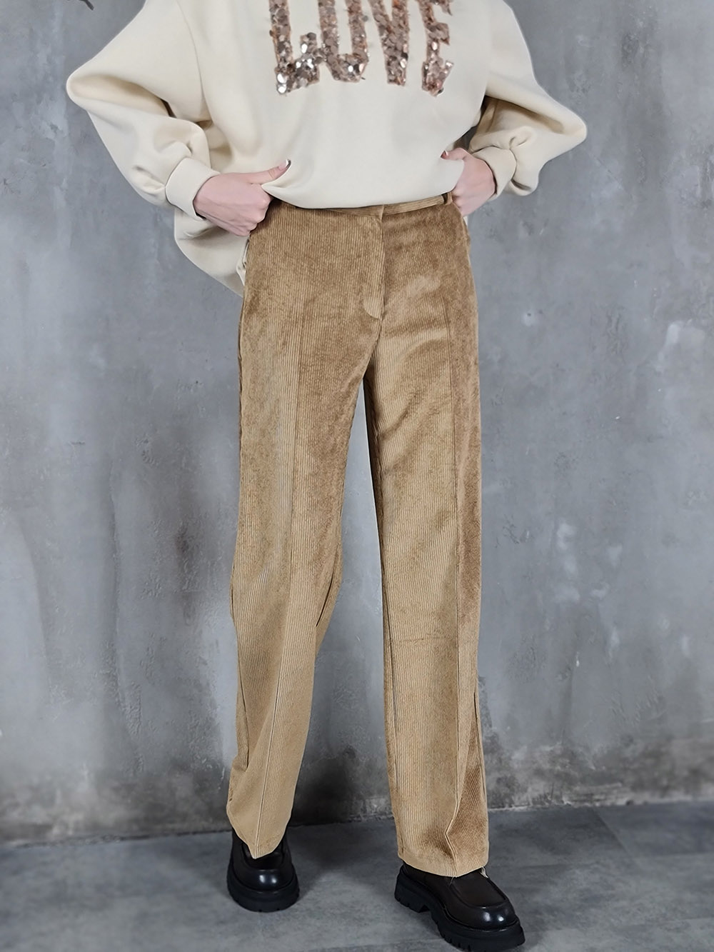 Imperial брюки вельветовые на молнии карамель, фотография №1