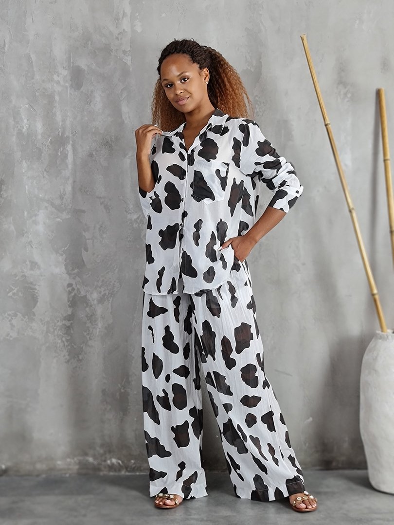 Костюм LUMINA рубашка и брюки черно-белый, фотография №2