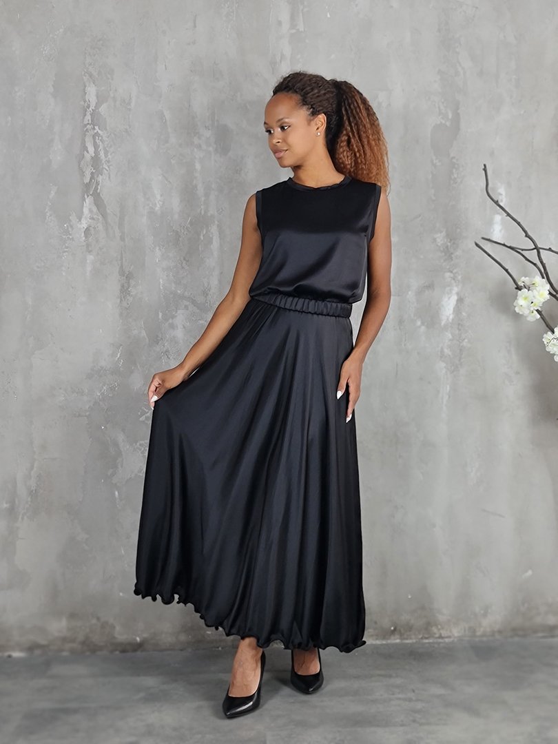 Костюм CLOTHÉ атласный топ и юбка черный, фотография №2